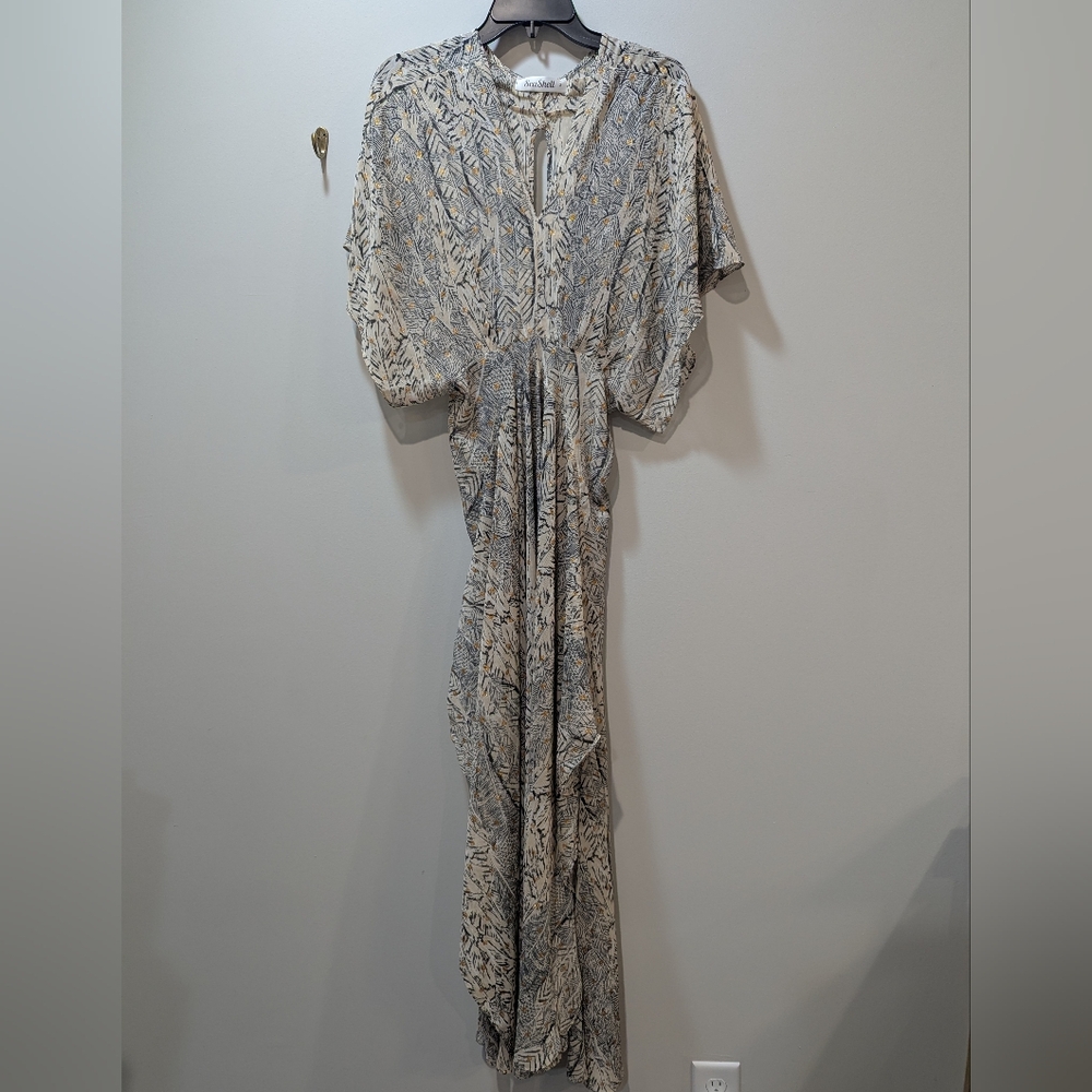 Seashell Boutique Stunning Sheer Dress Cover Up With Gold Metallic Polka Dots